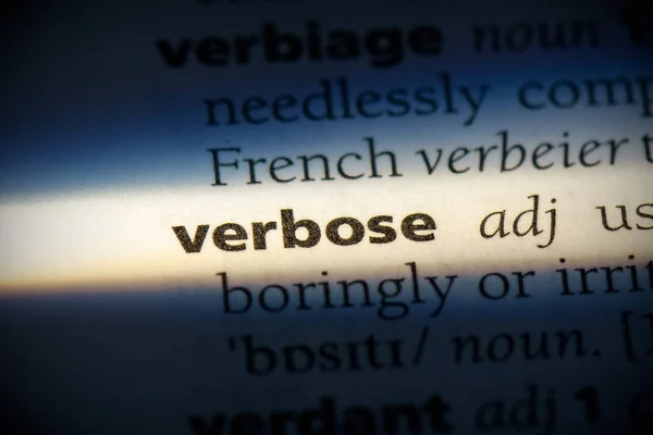 Verbose Word Destaque Dicionário Close View — Fotografia de Stock