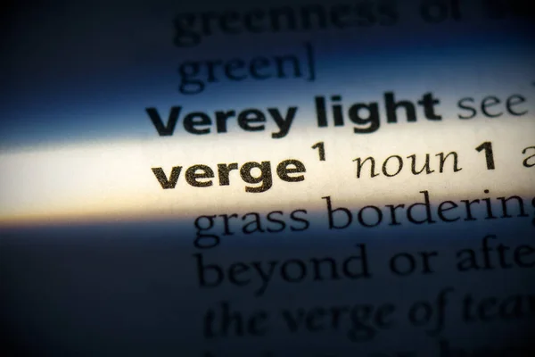 Verge Word Highlighted Dictionary Close View — Stock Photo, Image