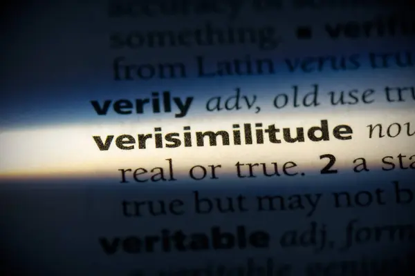 Verisimilitude Word Highlighted Dictionary Close View — Stock Photo, Image