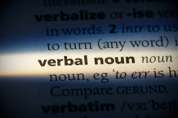 Verbal Noun Word Highlighted Dictionary Close View — Stock Photo, Image
