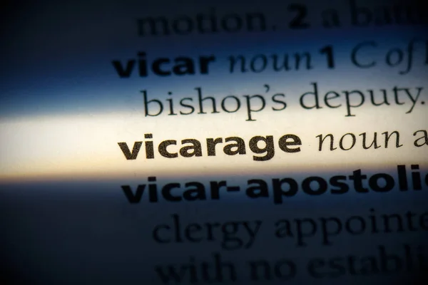 Vicarage Palavra Destacada Dicionário Vista Perto — Fotografia de Stock