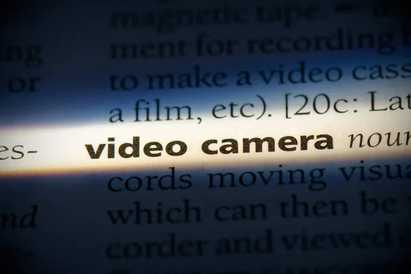Video Camera Word Highlighted Dictionary Close View — Stock Photo, Image