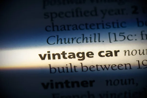 Vintage Auto Woord Gemarkeerd Woordenboek Close Uitzicht — Stockfoto