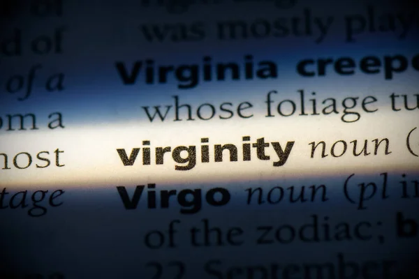 Palabra Virginidad Resaltado Diccionario Vista Cerca —  Fotos de Stock