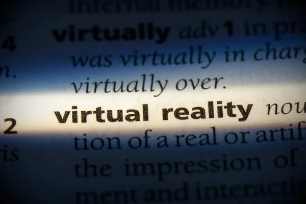 Slovo Virtuální Reality Zvýrazněné Slovníkem Pohled Zblízka — Stock fotografie