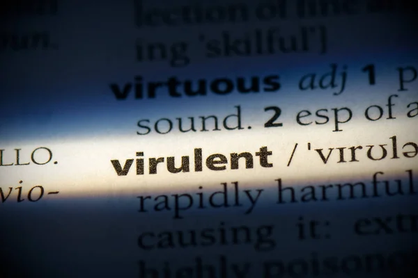 Virulent Word Zvýrazněno Slovníkem Close View — Stock fotografie