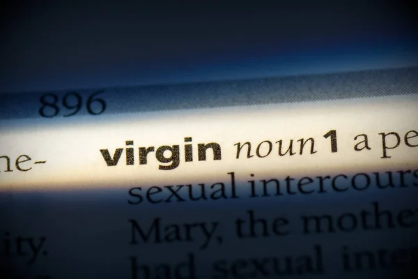 Virgin Word Highlighted Dictionary Close View — Stock Photo, Image