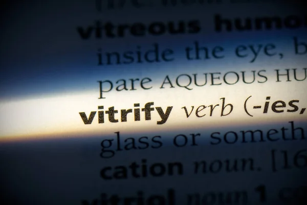 Vitrificar Palavra Destacado Dicionário Vista Perto — Fotografia de Stock