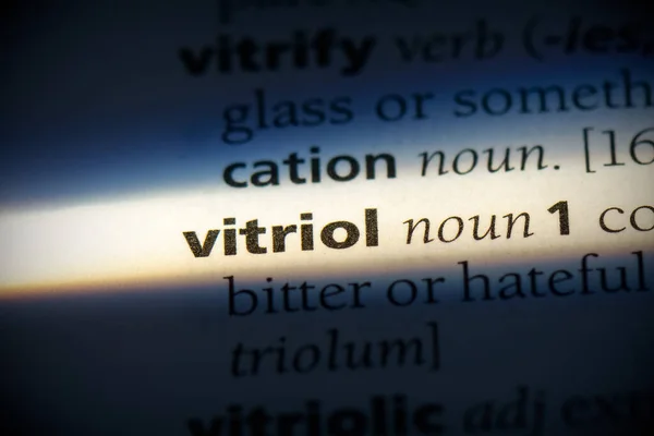 Vitriool Woord Gemarkeerd Woordenboek Van Dichtbij Bekijken — Stockfoto