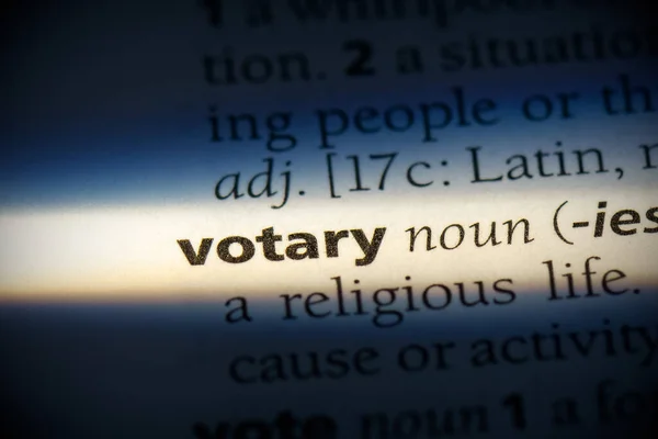 Votary Word Destaque Dicionário Close View — Fotografia de Stock