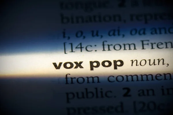 Vox Pop Word Sözlükte Vurgulanmış Görünümü Kapat — Stok fotoğraf