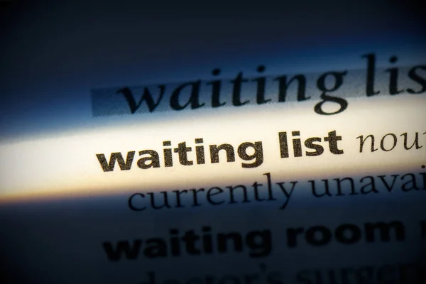 Waiting List Word Τονισμένη Στο Λεξικό Προβολή Κλεισίματος — Φωτογραφία Αρχείου