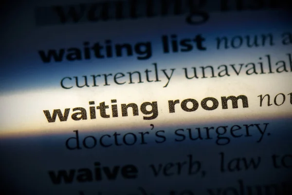 Waiting Room Word Highlighted Dictionary Close View — Stock Photo, Image