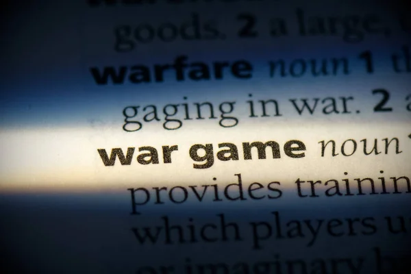 Sözlükte Vurgulanmış Savaş Oyunu Kelimesi Görünümü Kapat — Stok fotoğraf
