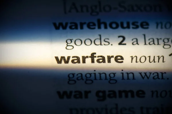 Warfare Word Evidenziata Nel Dizionario Vista Vicino — Foto Stock