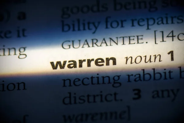 Warren Wort Hervorgehoben Wörterbuch Nahaufnahme — Stockfoto