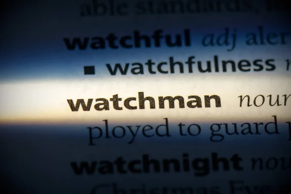 Watchman Word Zvýrazněno Slovníkem Close View — Stock fotografie