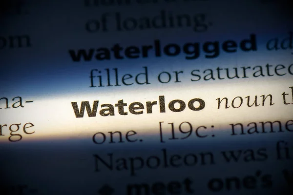 Palabra Waterloo Resaltado Diccionario Vista Cerca —  Fotos de Stock