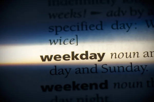 Weekday Word Highlighted Dictionary Close View — Stock Photo, Image