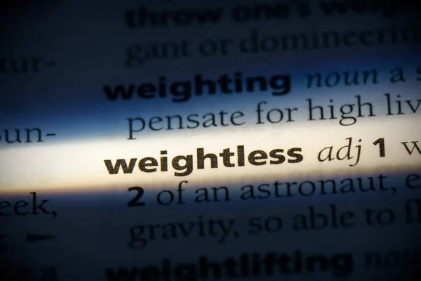 Gewichtloos Woord Gemarkeerd Woordenboek Van Dichtbij Bekeken — Stockfoto