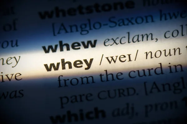 Whey Word Destacado Dicionário Close View — Fotografia de Stock