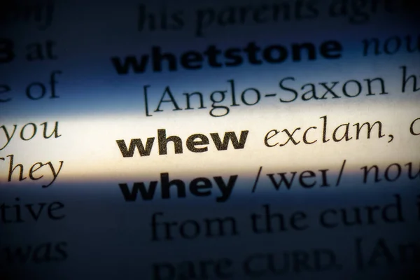 Whew Word Destacado Dicionário Close View — Fotografia de Stock