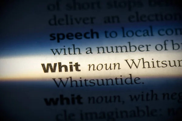 Whit Word Destacado Dicionário Close View — Fotografia de Stock