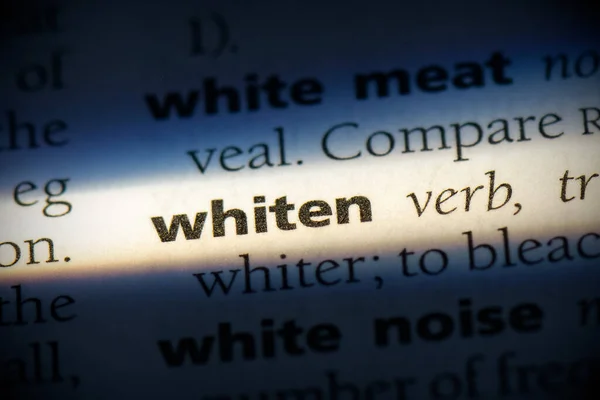 Whiten Word Highlighted Dictionary Close View — Stock Photo, Image