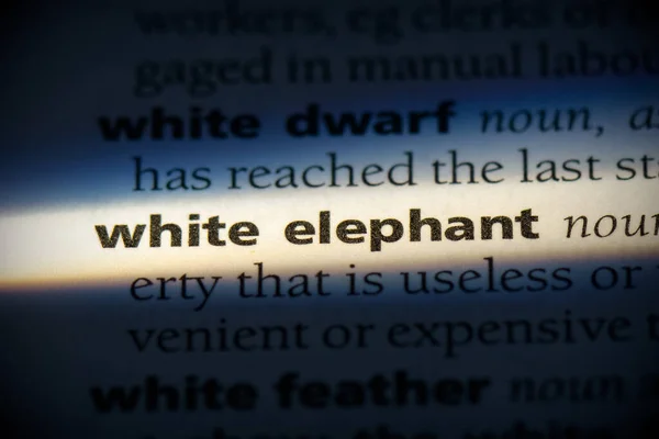 Witte Olifant Woord Gemarkeerd Woordenboek Close Uitzicht — Stockfoto