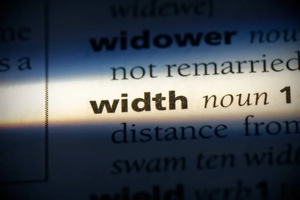 Width Word Evidenziata Nel Dizionario Vista Vicino — Foto Stock