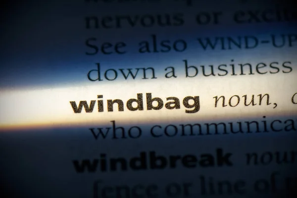 Windbag Word Destacado Dicionário Close View — Fotografia de Stock