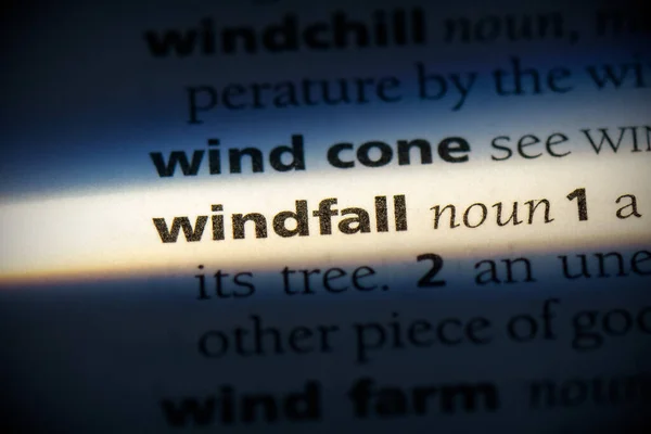 Windfall Word Destaque Dicionário Close View — Fotografia de Stock