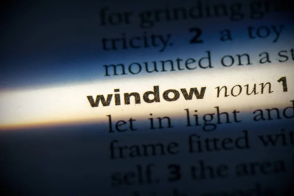 Window Word Evidenziata Nel Dizionario Vista Vicino — Foto Stock