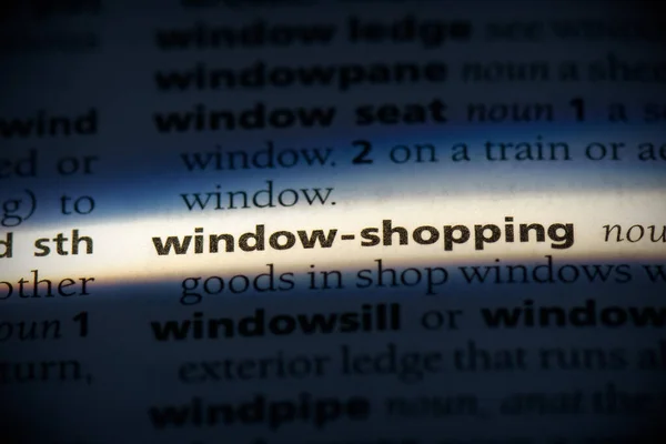 Sözlükte Vurgulanmış Pencere Alışverişi Kelimesi Görünümü Kapat — Stok fotoğraf
