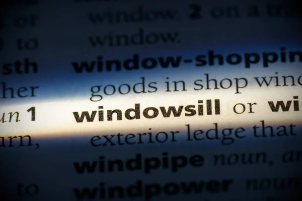 Sözlükte Vurgulanmış Pencere Kenarlığı Kelimesi Görünümü Kapat — Stok fotoğraf