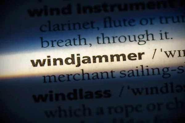 Windjammer Woord Gemarkeerd Woordenboek Van Dichtbij Bekijken — Stockfoto