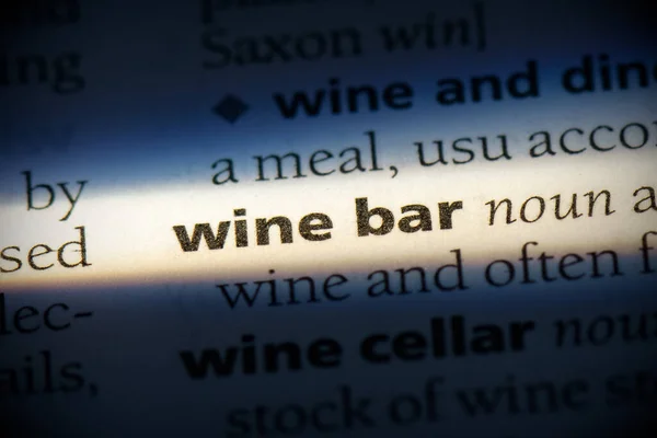 Víno Bar Slovo Zvýrazněno Slovníku Zavřít Pohled — Stock fotografie