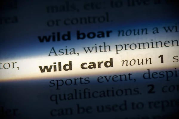 Wild Card Word Destacado Dicionário Close View — Fotografia de Stock