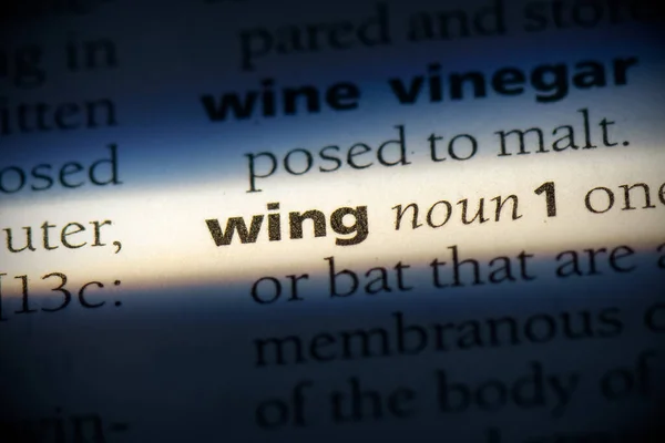 Wing Word Destacado Dicionário Close View — Fotografia de Stock