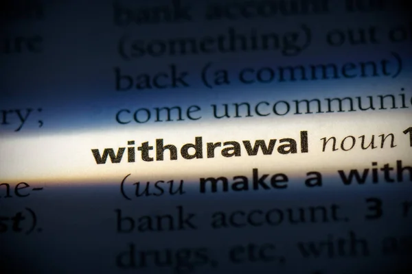 Withdrawal Word Highlighted Dictionary Close View — Stock Photo, Image