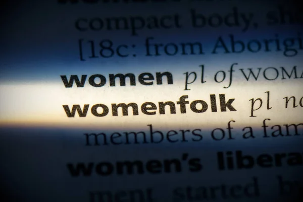 Womenfolk Word Evidenziata Nel Dizionario Vista Vicino — Foto Stock
