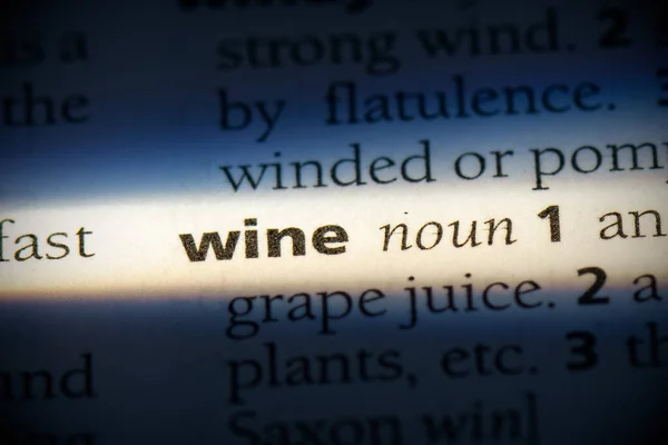 Wine Word Highlighted Dictionary Close View — Stock Photo, Image