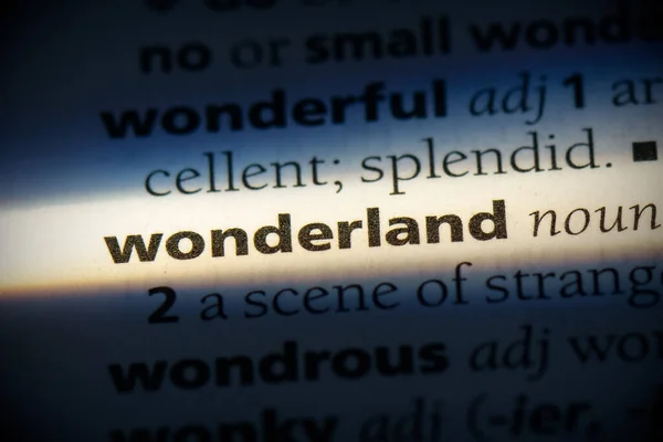 Palabra Wonderland Resaltado Diccionario Vista Cerca —  Fotos de Stock