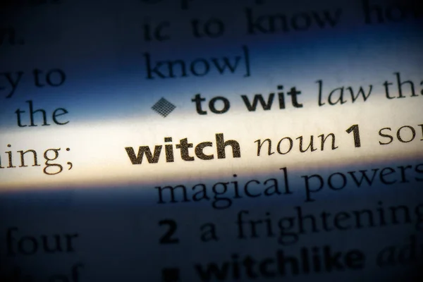 在字典中突出的女巫字 — 图库照片