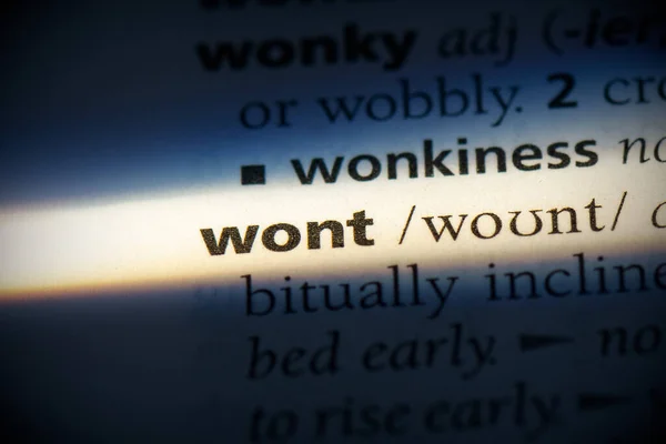 Wont Word Destacado Dicionário Close View — Fotografia de Stock