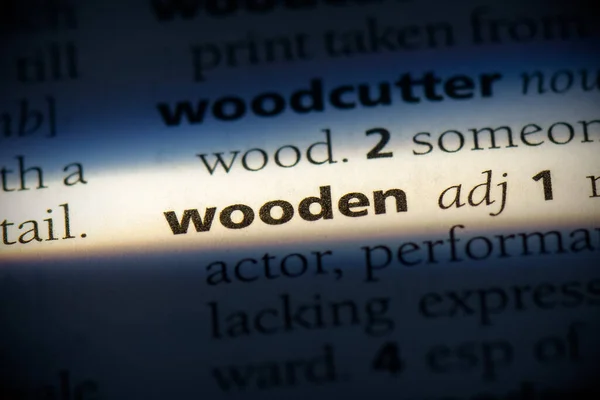 Wooden Word Highlighted Dictionary Close View — Stock Photo, Image