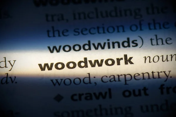 Woodwork Word Destaque Dicionário Close View — Fotografia de Stock