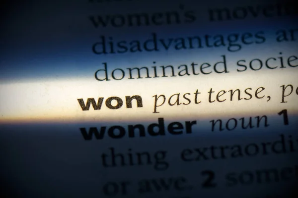 Won Word Highlighted Dictionary Close View — Stock Photo, Image