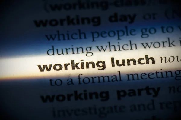 Çalışma Öğle Yemeği Kelimesi Sözlükte Altı Çizili Görünümü Kapat — Stok fotoğraf