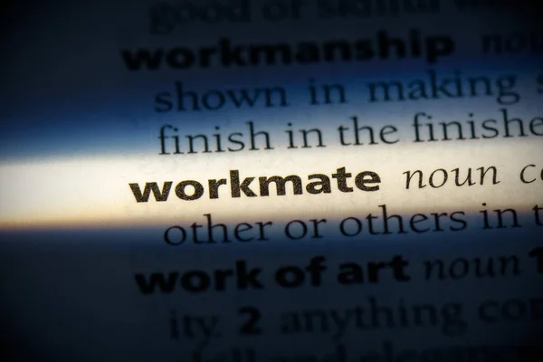 Workmate Word Τονισμένη Στο Λεξικό Προβολή Close — Φωτογραφία Αρχείου